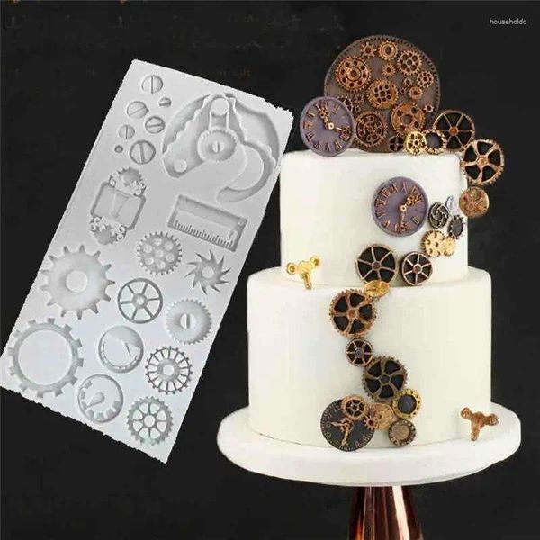 Moules de cuisson Moule Steampunk Gear Cog Moule DIY Gâteau Montre Roue Horloge Fondant Silicone