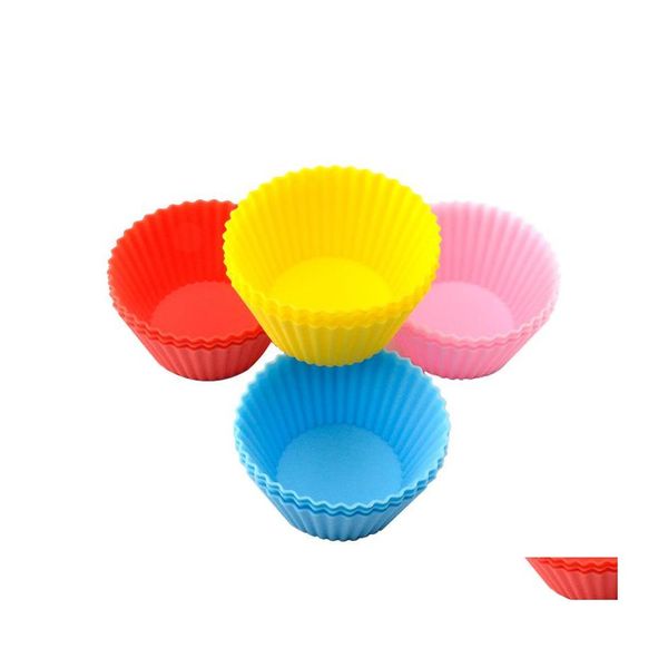 Moldes para hornear Muffin Taza de papel Molde Resina epoxi Sile Mti Colores Moldes para hornear Muffins Galleta Pastel Pan Waffle Mod 0 38Jd L2 Drop D Dhuil