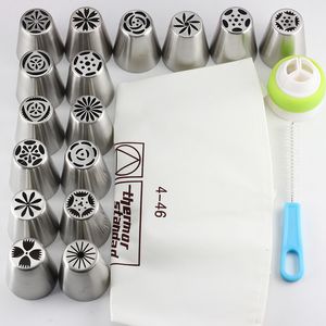 Bakvormen mujiang 16pcs Russische tulpen glazuur piping nozzles cake decoratie tips 1 pc's katoenen patissas diy koekjes gereedschap 221122