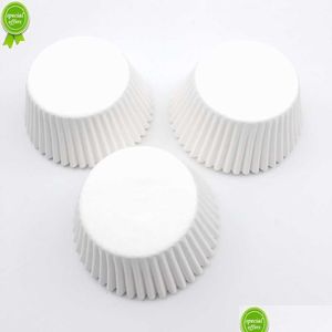 Bakvormen Nieuwe 100 stks/partij Pure White Cupcake Liners Food Grade Paper Cup Cake Muffin Keuken Gevallen Mallen Drop Delivery Home Garde Dhovd