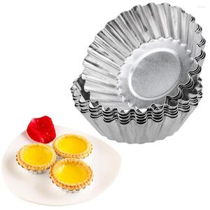 Moldes para hornear Antiadherente Ondulación Huevo Tarta Molde Reutilizable Muffin Cup Pudding Jelly Aleación de aluminio Forma de flor Cupcake 10pcs / set