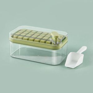Bakvormen met één knop Press type ijsvormige doos plastic kubus maker lade met opbergdekselbalk keukenaccessoires