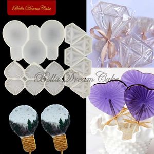 Moules de cuisson Origami Heart / ampoule d'éclair / Diamond Lollipop Silicone Moule Diy Saint Valentin Chocolate Candy Moule de moule