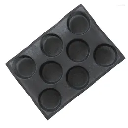 Moules de cuisson en Silicone, moules à pain, à petits pains, feuilles de gâteaux, formes de muffins perforés, moules ronds pour hamburgers, toasts, beignets, fabrication d'étain, 8