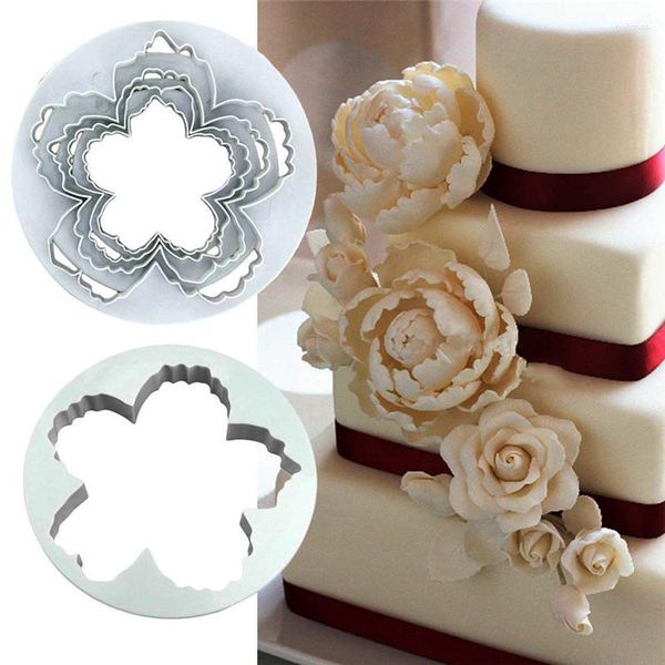 Moules de cuisson pivoine fleur pétale forme Fondant gâteau Cutter pâte à sucre glaçage outil de coupe outils de décoration ensemble d'accessoires