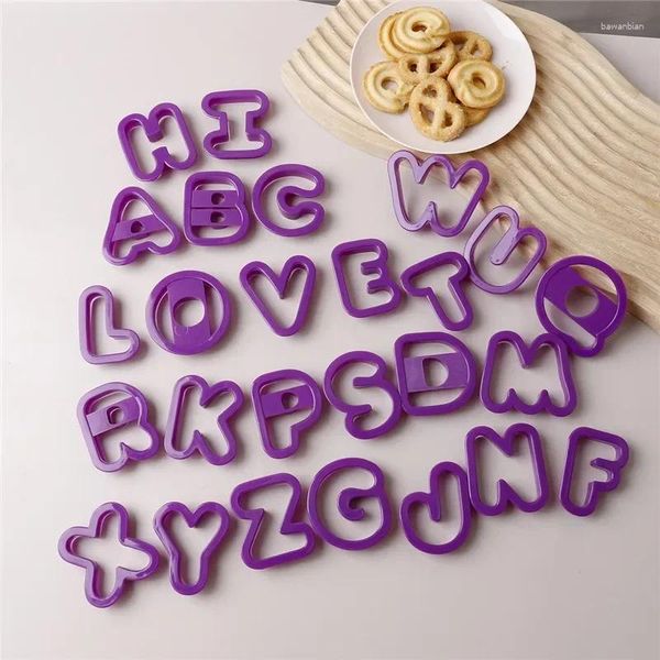 Moules de cuisson Moule à gâteau en plastique DIY Alphabet Lettre Impressionner Biscuit Cookie Cutter Press Stamp Embosser Fondant Moule 1 Set Stand