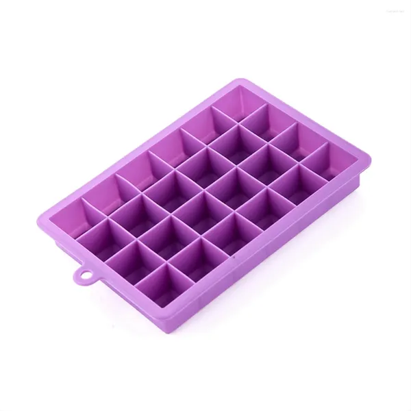 Moldes para hornear Bandeja de hielo de silicona púrpura con tapa Caja cuadrada Alimento auxiliar Puré Queso Jalea Molde Barra Herramienta de cocina Cóctel-Cubo