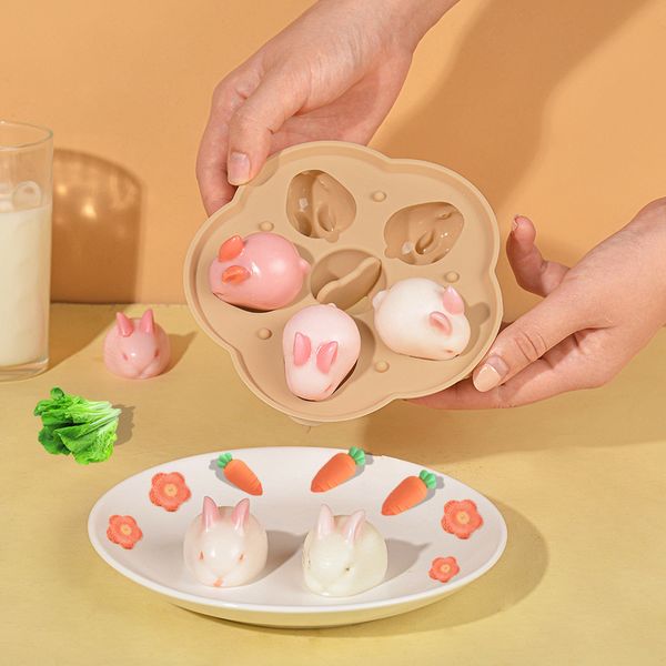 Moules de boulangerie Forme de lapin 3D Mouses de chocolat de silicone cuire à la cuisson Food Cube en caoutchouc Équipement de boulangerie outils Moule de gâteau