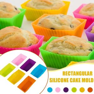 Bakvormen Rechthoekige Siliconen Cupcake Cup Muffin Cakevorm Anti-aanbak Liner Keuken Koken Bakvormen Maker Gebak Gereedschappen