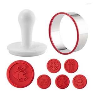 Moldes para hornear, juego de moldes para sellos de galletas de silicona roja, cortador de sello de molde seguro ecológico para accesorios de fiesta, regalos novedosos