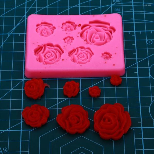 Moules de cuisson Roses en forme de Fondant en caoutchouc de Silicone pour Mastic accessoires de confiserie outils de décoration de gâteau au chocolat FT-1023