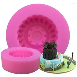 Moules de cuisson ronds en forme de pneu, moule en Silicone, outils de décoration de gâteaux fondants, roues de voiture 3D, moules à chocolat, savon fait à la main