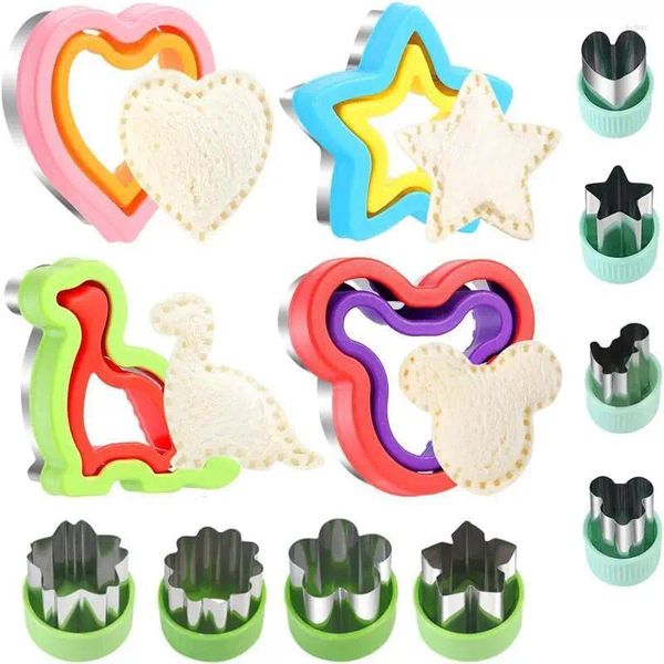 Moules de cuisson Sandwich Cutters Set pour enfants Enfants Food Cookie Pain Moule Maker Fruits et légumes Formes Outils de moule de coupe