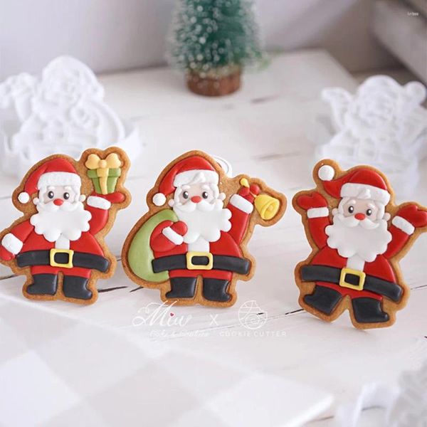 Moldes para hornear Molde de galletas de Papá Noel Clásico Galleta de Navidad Sonajero Vaso Molde prensado a mano