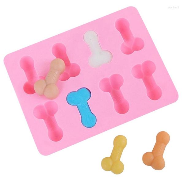 Moldes para hornear Molde de pastel de pene sexy Dick Bandeja de cubitos de hielo Jabón Vela Molde de azúcar Mini Formas de crema Herramientas artesanales Molde de silicona de chocolate 225b