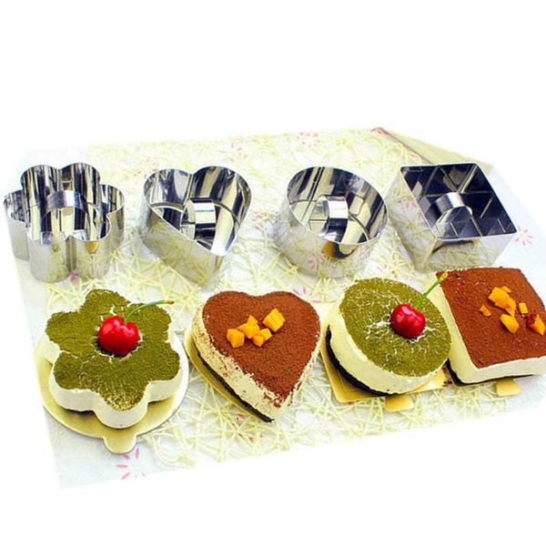 Moldes para hornear en forma de acero inoxidable Mousse Cake Ring Mold Layer Slicer Cook Cutter Molde para hornear Herramientas de pastelería Fluffy Pancake Ensalada TipsBaking