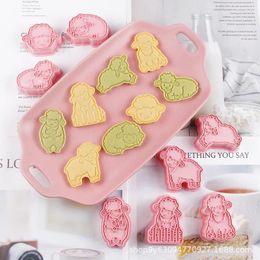 Moules de cuisson Mouton Cookie Moule Plastique 3D Stéréoscopique Ménage Gâteau Presse Outil Timbre Animal