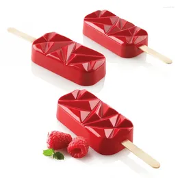 Bakvormen Shenhong Siliconen Popsicle mal 4 holte Ice Cream Maker Summer Child Dessert Cube Tray Freezer Sap Mold Kitchen Tool