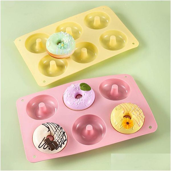 Moules de cuisson Sile 6 Donut Cake Mold Créations sucrées faites facile Drop Livraison Maison Jardin Cuisine Bar à manger Bakeware DHPJG