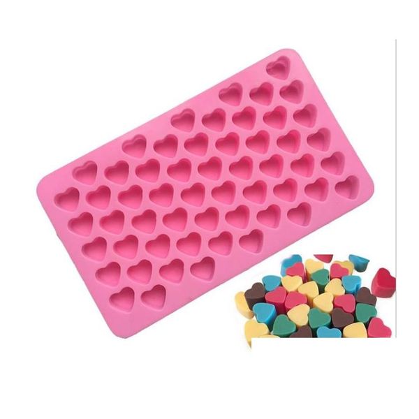 Moldes para hornear Sile Forma de corazón Molde de chocolate Gummy Candy Maker Bandeja de hielo Jelly Mod 55 Cavidad Cocina Postre Pastel Herramientas para hornear Sólido Dhudf