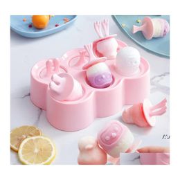 Moldes para hornear Sile Ice Cream Mold 6 Holes Popsicle Cube Maker Mod Bandeja de chocolate Gadgets de cocina By Sea Rre13497 Drop Delivery Home Otj3H