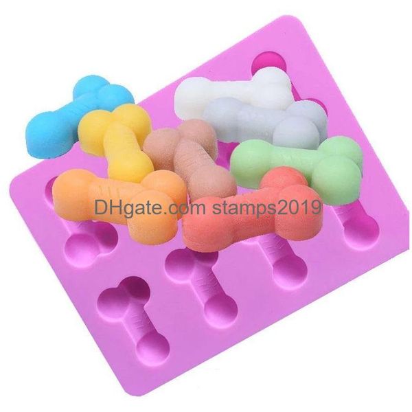 Moldes para hornear Sile Molde de hielo Divertido Caramelo Bandeja de galletas Despedida de soltero Jalea Pastel de chocolate Hogar 8 agujeros Herramientas Mod BH1874 Gota del Dhyph