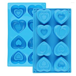 Moules de cuisson Silicone gâteau moule 3D amour coeur forme 8 cavités savon moules pour éponge mousseline de soie Mousse Dessert qualité alimentaire bricolage