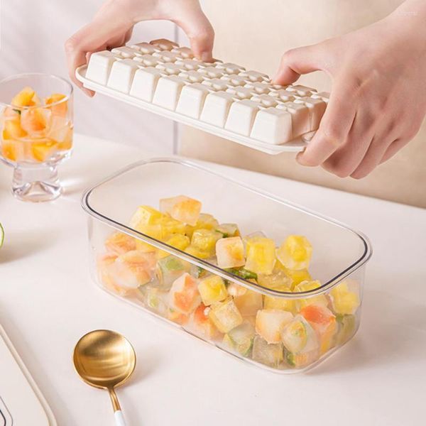 Moules de cuisson Glacière en silicone Moule anti-poussière de style crémeux utile avec couvercle Cube d'approvisionnement domestique