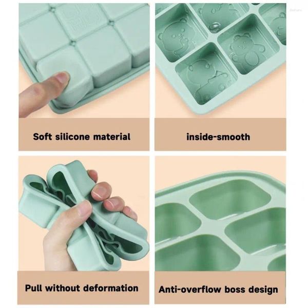 Moules de cuisson Plateau de glace en silicone avec fond élargi Cube polyvalent Ours de dessin animé réutilisable étanche pour réfrigérateur