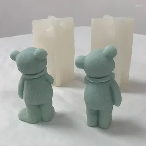 Moules de cuisson en Silicone, ours 3D avec cravate, moules à savons