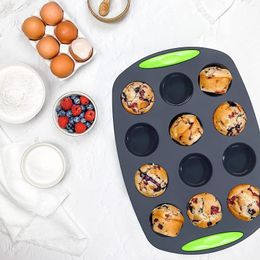 Bakvormen Siliconen Muffin Pan 12 Cups non-stick Tin Goede Grip Perfect Resultaat Cupcake Lade Ei Taart Bite mini Pie Mallen