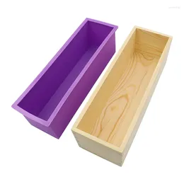 Moldes para hornear Molde de jabón de silicona Caja de madera rectangular con revestimiento flexible para herramientas de fabricación de moldes de pan hechos a mano Fácil de usar