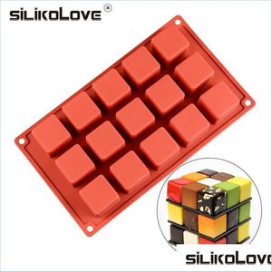 Moules de cuisson silikolove 15 cavit￩ cube forme carr￩e moule sile pour outils de d￩coration de g￢teau mods de desserts de bricolage