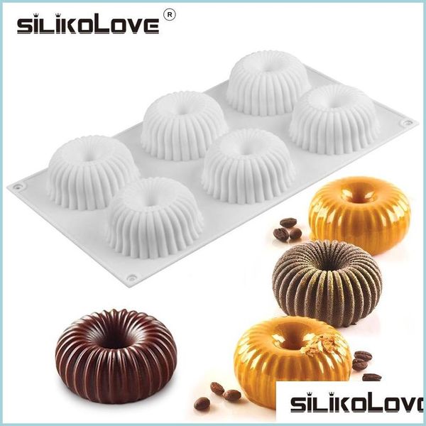 Moldes para hornear Silikolove 6 Cavidad Espiral Gasa Mousse Mold Sile Para Diy Hornear Postres Mod 220601 Drop Delivery Home Garden Kitch Dh0Ka