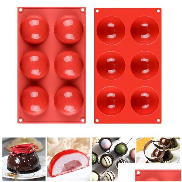 Moldes para hornear Silikolove Half Cake Mods para hornear Moldes Esfera Sile para hornear DIY Desiertos de bolas 3D Pudín redondo Mousse Cakes Mould Kitche Dhefo