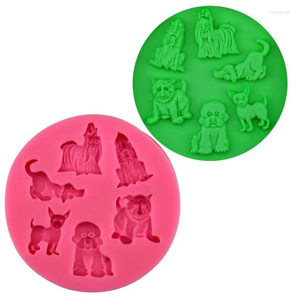 1 Uds moldes para hornear seis diferentes formas de perro molde de silicona Chocolate Flip pastel de azúcar decorado a mano adornos adhesivos de goteo