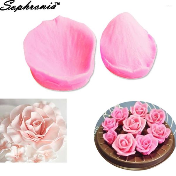 Moules de cuisson Sophronia 3D Rose Pétales de fleurs Veiner Fondant Gâteau Décoration Sucre Silicone Moule Cookie Chocolat DIY M175