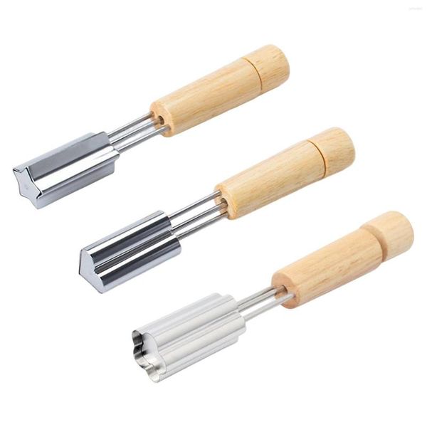 Moules de cuisson en acier inoxydable gaufrage Die Gadget manche en bois extensible pour gâteau Sandwich