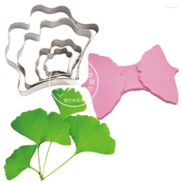 Bakvormen RVS Ginkgo Biloba Leaf Cutters Venier Set Slicers Fondant Cake Decorating Tool DIY Suikerpasta Biscuit Cookie