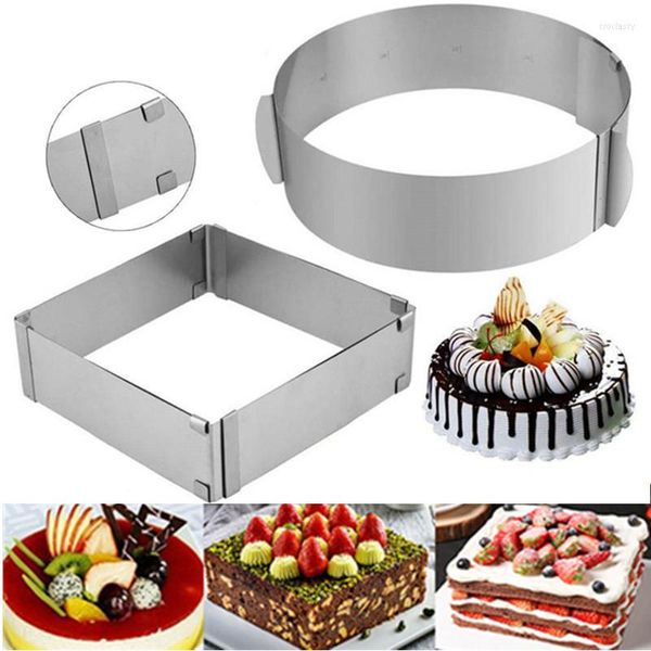 Moules de cuisson moule en acier inoxydable anneau de Mousse réglable rond carré moule à gâteau cuisine Dessert accessoires outil de décoration