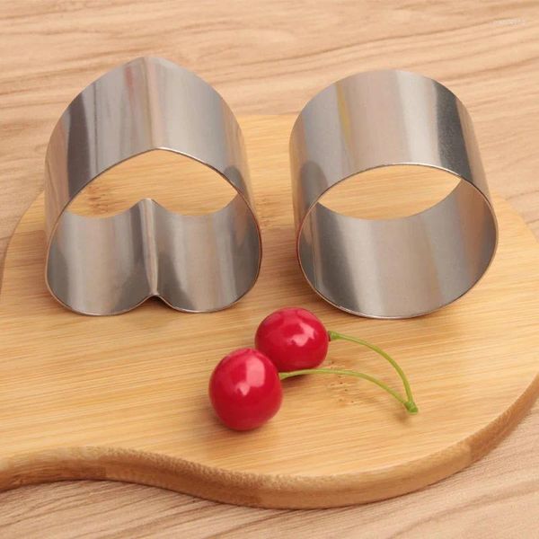 Moldes para hornear Anillo de mousse de acero inoxidable Corazón Redondo Decoración de pasteles Molde Círculo Molde Tamaños pequeños