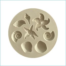 Bakvormen Barfish Cake Mod Ocean Biologische Conch Sea Shells Chocolate Sile Mold Diy Keuken Vloeibare gereedschap Drop levering Huis GA DHA03