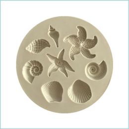 Moldes para hornear Starfish Cake Mod Ocean Biological Conch Sea Shells Chocolate Sile Mold DIY Cocina Líquido Herramientas Drop Entrega Inicio Ga Dha03