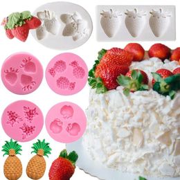 Moules de cuisson Strawberry Bleakerberry Pineapple Fruit Silicone Moule Fondant Chocolate Gelélle Candue Resin Cake Decorating Tools Supplies