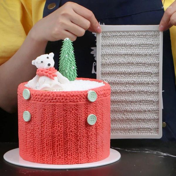 Moules de cuisson Pullat de tricot texture de tricot fondant silicone moule gâteau borde