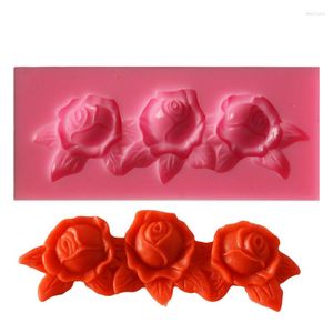 Bakvormen drie rozen siliconen 3D geschenk anti-aanbak cake decoratie fondant koekjeszeep chocolade