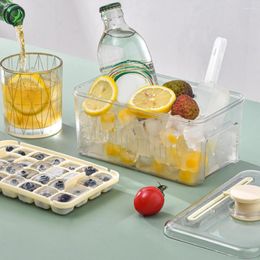 Moldes para hornear transparentes, 1 Juego, útil caja de almacenamiento para hacer hielo con pala, molde ligero, diseño de botón de presión, suministros de cocina