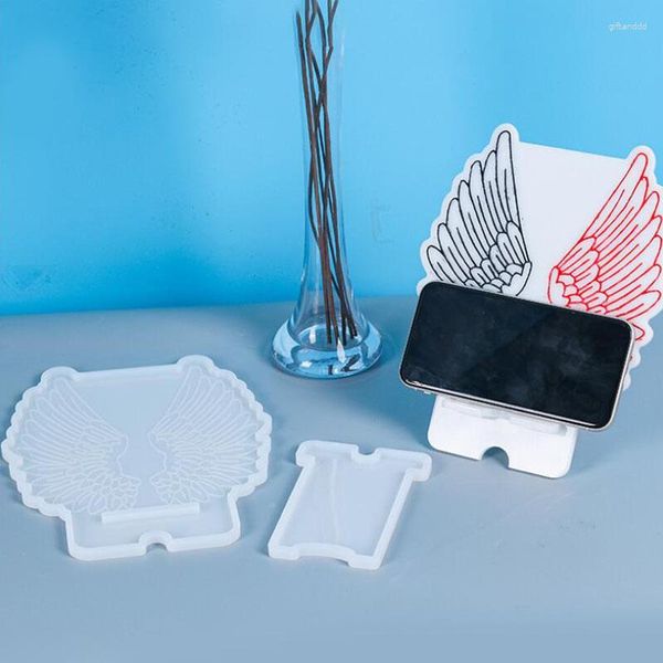 Moules de cuisson Moule en silicone transparent Résine de fleurs séchées Artisanat décoratif Ailes de bricolage Support de téléphone portable Moule Moules époxy pour bijoux