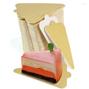 Moules de cuisson Bases de gâteau à trois coins 200pcs Mini Board Mousse Cartons Dessert Plateaux d'affichage Plaques de pâtisserie dorées