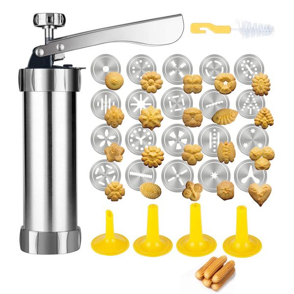 Moules de cuisson Mise à niveau en aluminium Cookie Maker Press Kit Manuel Churros Machine Christmals Spritz Gun Biscuit Tools Set 230731